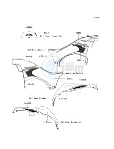 KVF 750 B (BRUTE FORCE 750 4X4I) (B6F-B7FA) A7F drawing DECALS-- L.GREEN- --- A7F- -