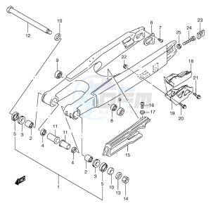 RM125 (E2) drawing REAR SWINGING ARM (MODEL Y)