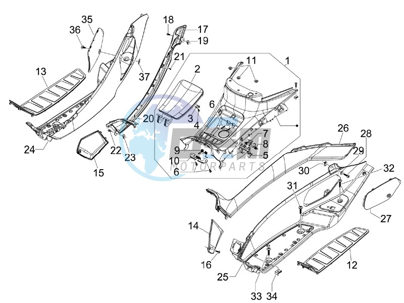 Central cover - Footrests