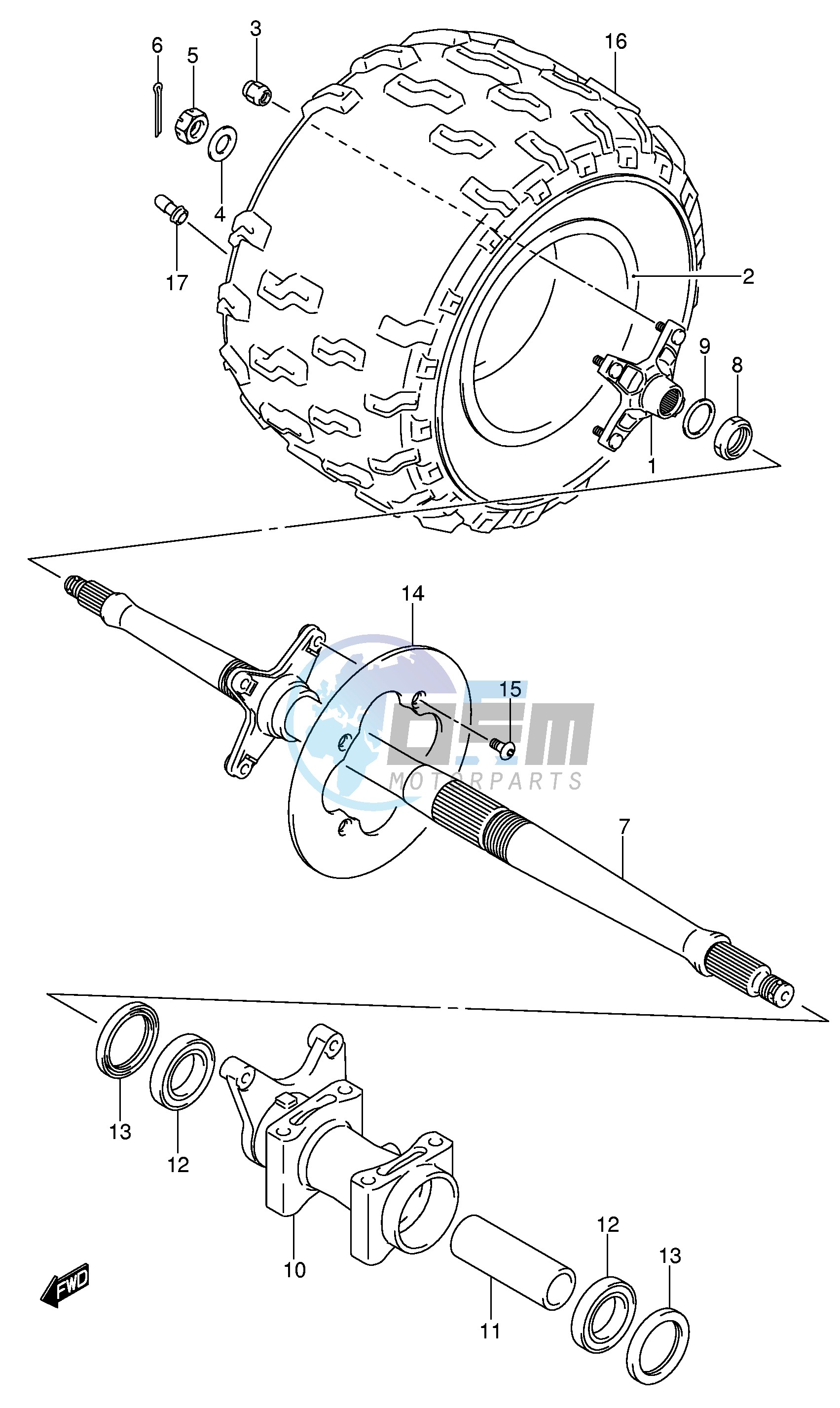 RIGHT REAR WHEEL (MODEL K5 K6 K7)