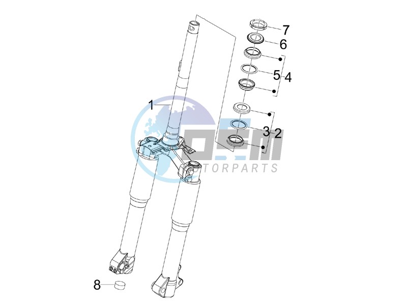 Fork steering tube - Steering bearing unit