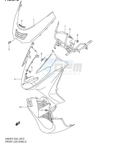 AN250 (E2) Burgman drawing FRONT LEG SHIELD (MODEL K2)