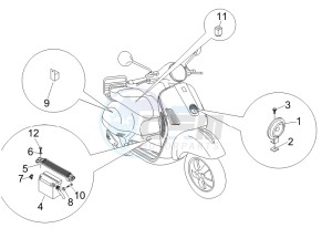 GTS 125 4T E3 UK drawing Control switches - Battery - Horn