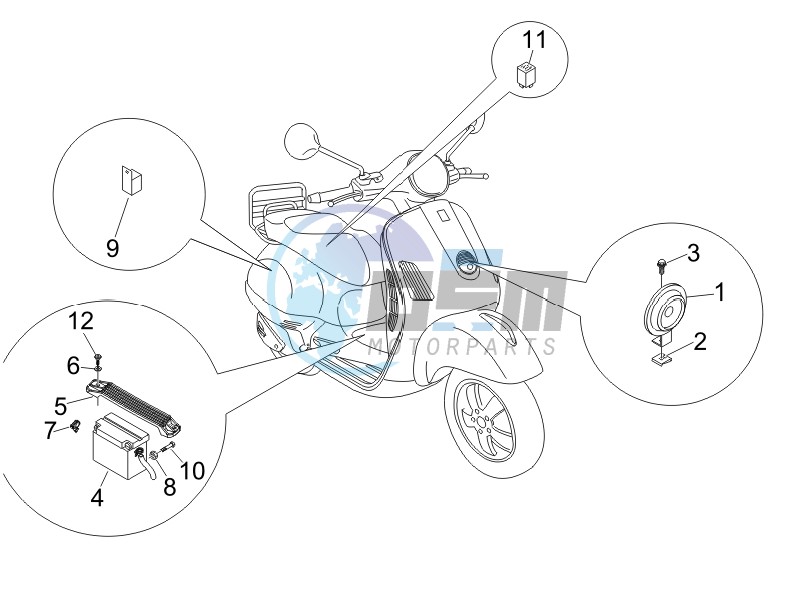 Control switches - Battery - Horn