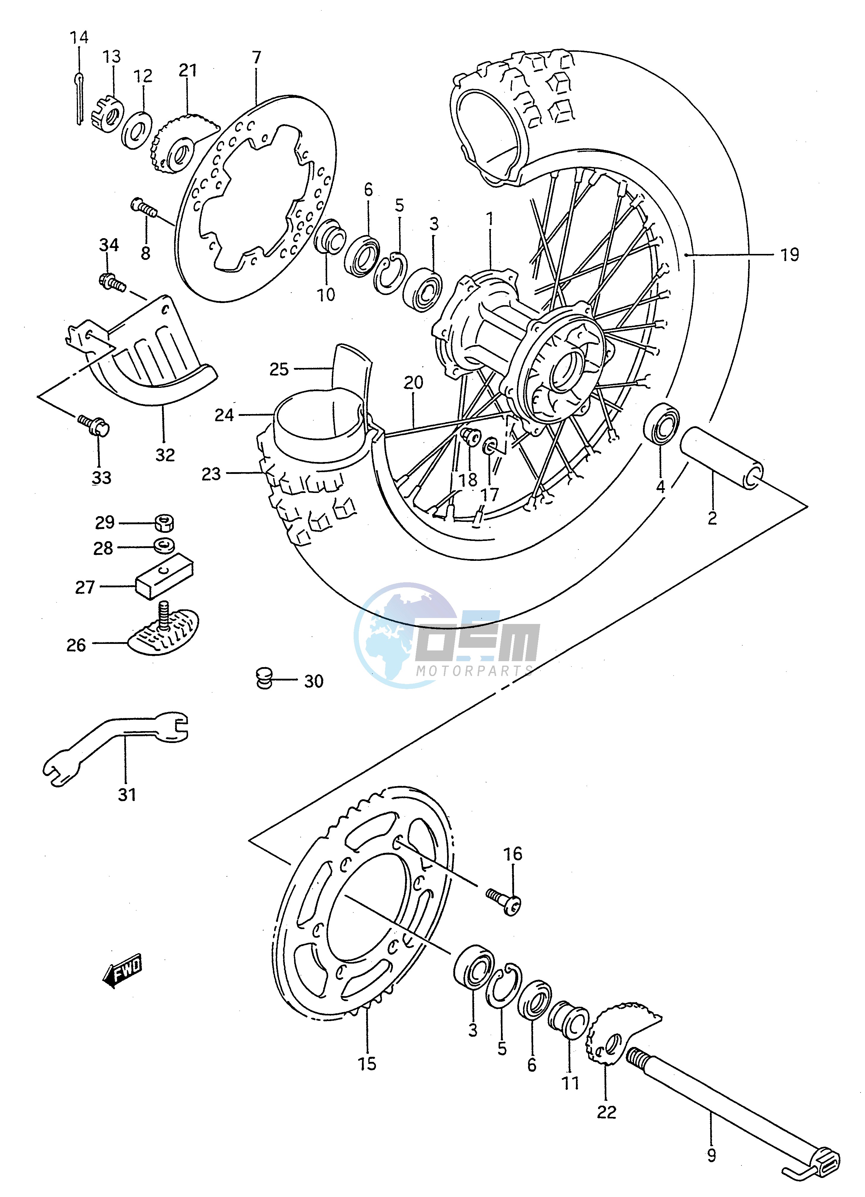 REAR WHEEL (MODEL N P R)