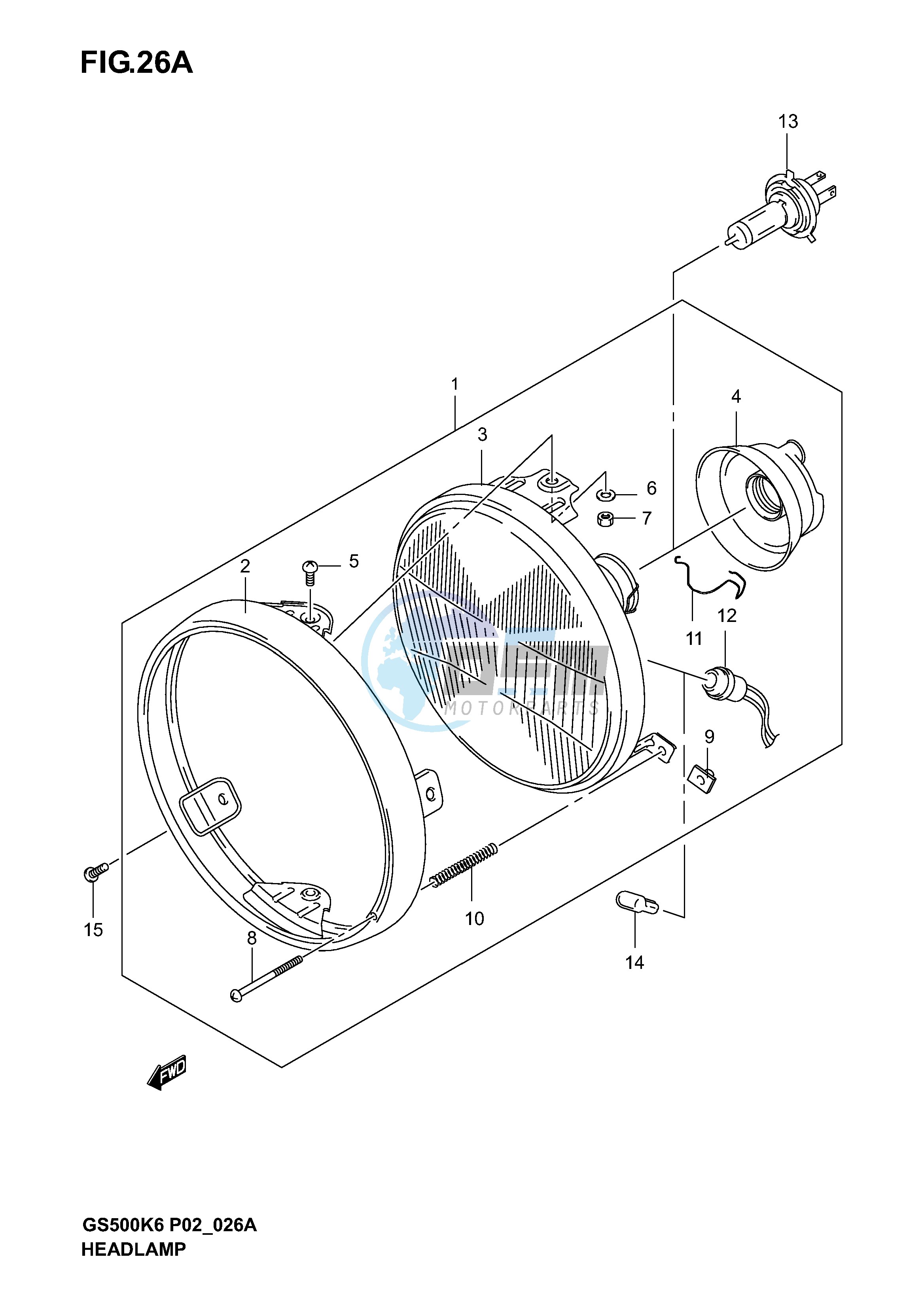 HEADLAMP (GS500K4 K5 K6UK4 K5 K6 P2, P19, P54)