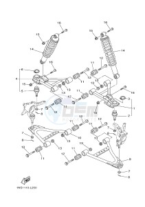 YFM350FWA GRIZZLY 350 4WD (1SG2) drawing FRONT SUSPENSION & WHEEL