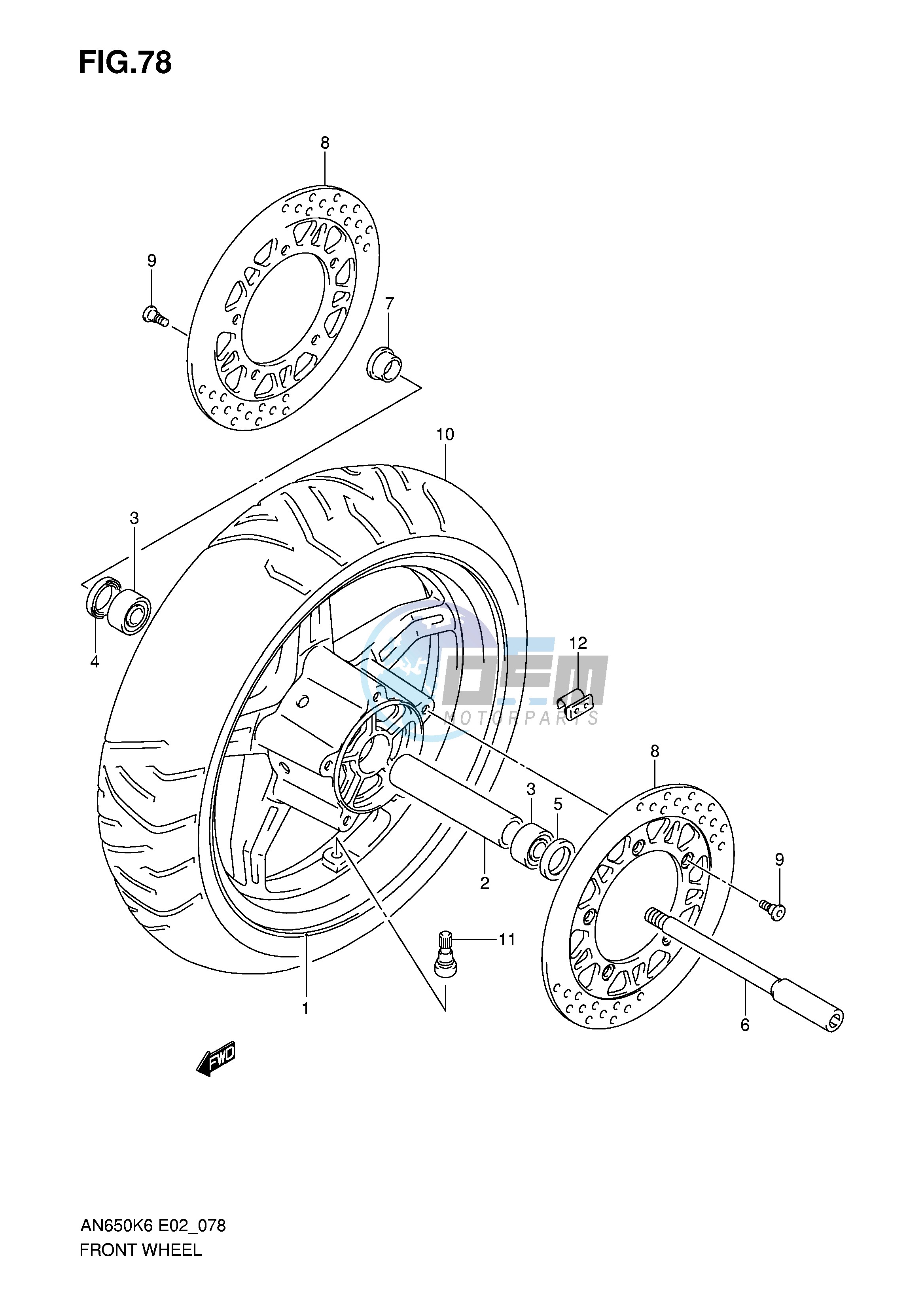 FRONT WHEEL (AN650K6 K7 K8 K9 L0)