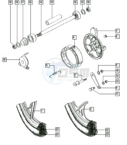 WIZZ-RD_25-45kmh_X-K1 50 X-K1 drawing Front wheel-alu