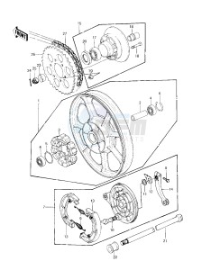 KZ 650 F (F1) drawing REAR WHEEL_HUB_BRAKE_CHAIN