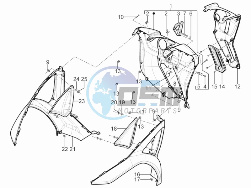 Front glove-box - Knee-guard panel