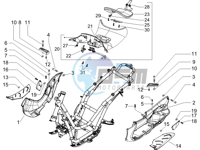 Central cover - Footrests