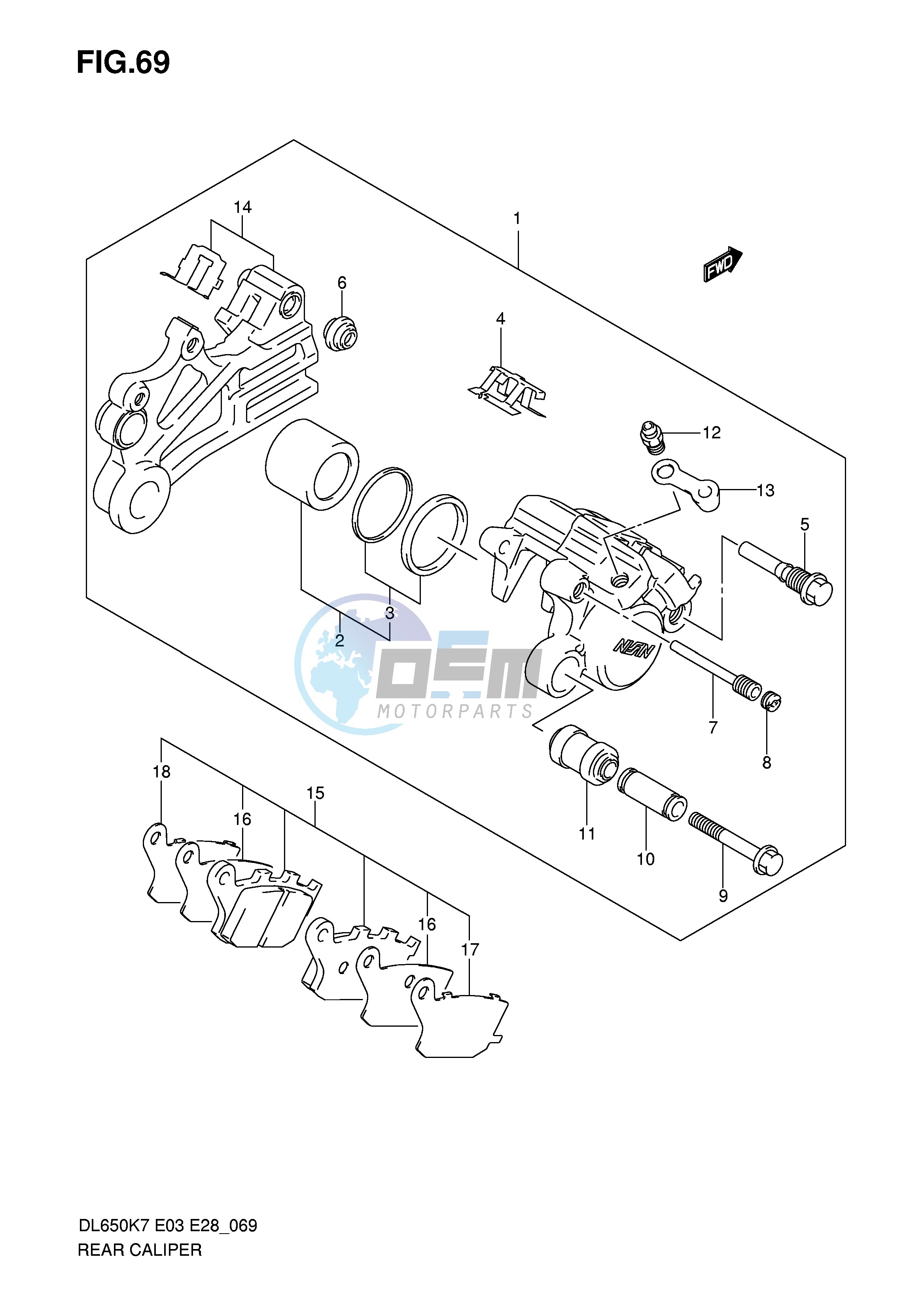 REAR CALIPER (DL650AK7 AK8 AK9 AL0)