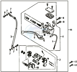 CROX 50 (AE05W6-NL) (L5-M1) drawing BRAKE CALIPER VOOR / BRAKE LEVER COMPLETE