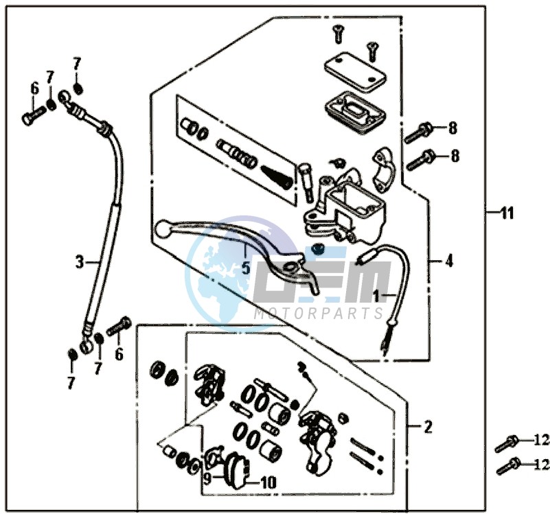 BRAKE CALIPER VOOR / BRAKE LEVER COMPLETE