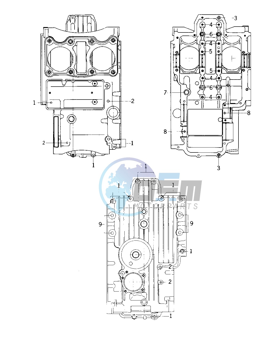 CRANKCASE BOLT & STUD PATTERN -- 75 S- -