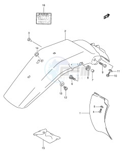 DR350 (E1) drawing REAR FENDER - LABEL (MODEL R S T)