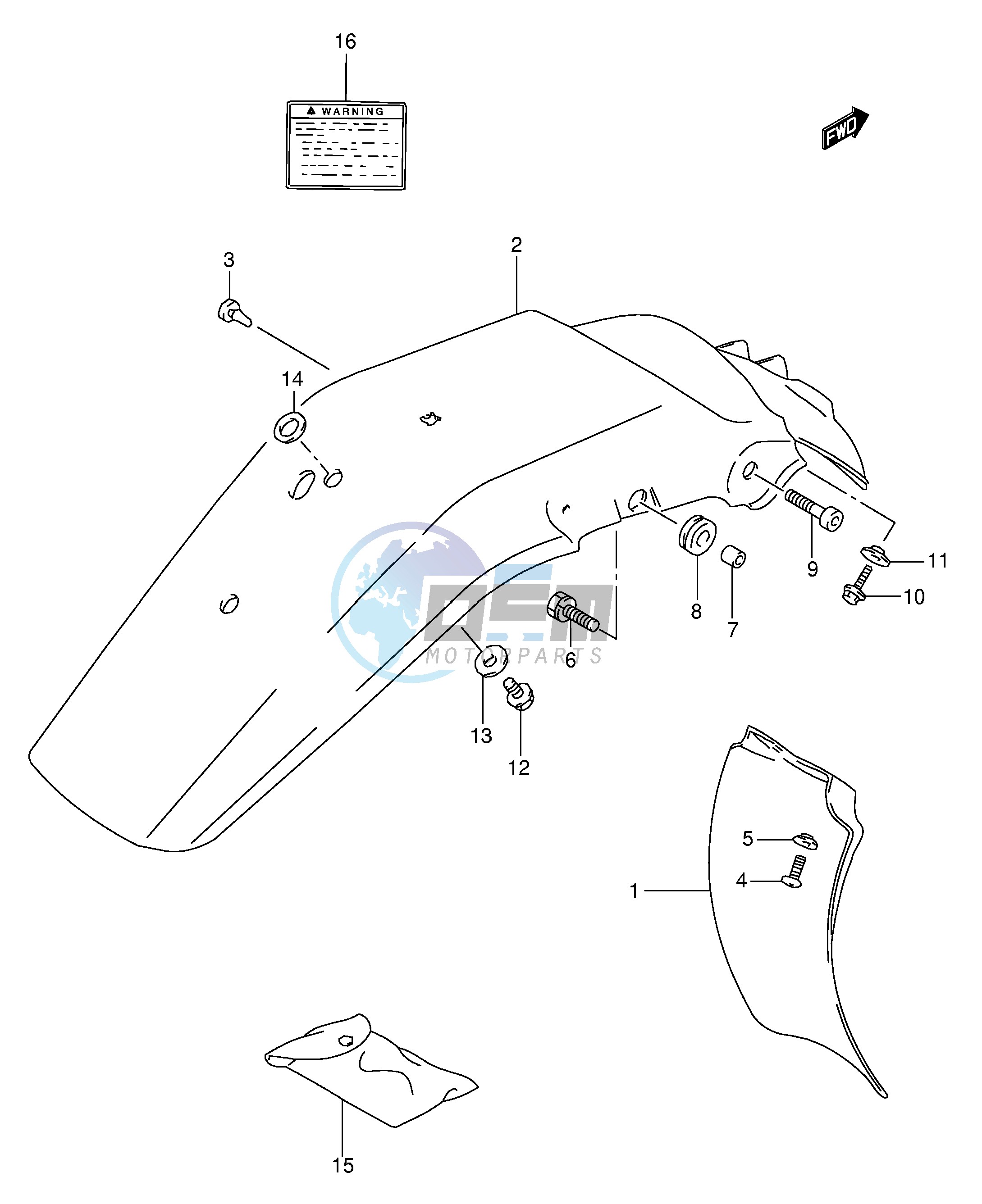 REAR FENDER - LABEL (MODEL R S T)