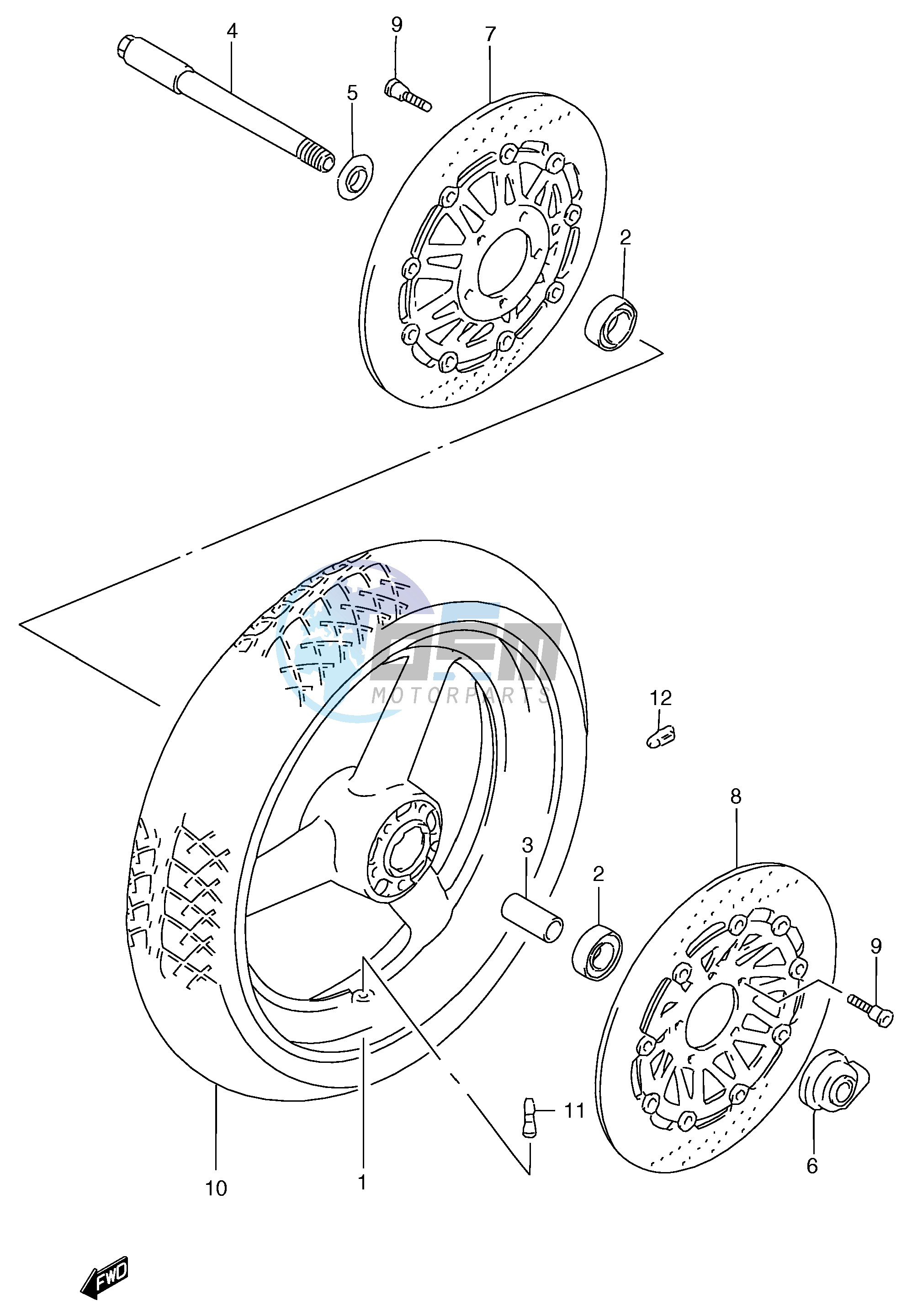 FRONT WHEEL (GSF1200T V W X Y ST SV SW SX SY)