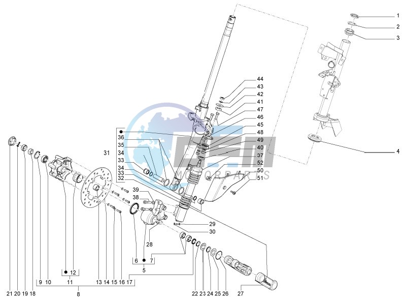 Fork - steering tube - Steering bearing unit