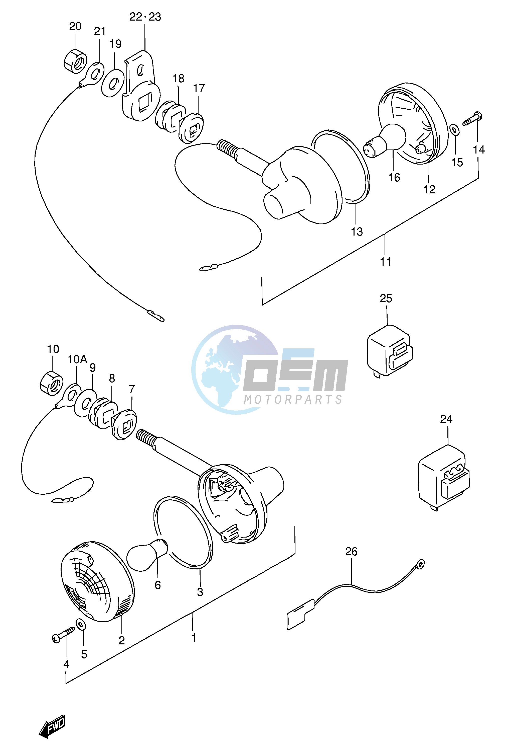 TURN SIGNAL LAMP (MODEL T W X E2,E4,E22,E24,E34,E71)