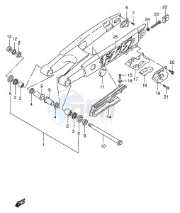 RM125 (E2) drawing REAR SWINGING ARM (MODEL V)