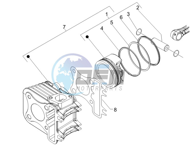 Cylinder-piston-wrist pin unit