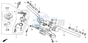 CBR1100XX SUPER BLACKBIRD drawing HANDLE PIPE/TOP BRIDGE (V/W)