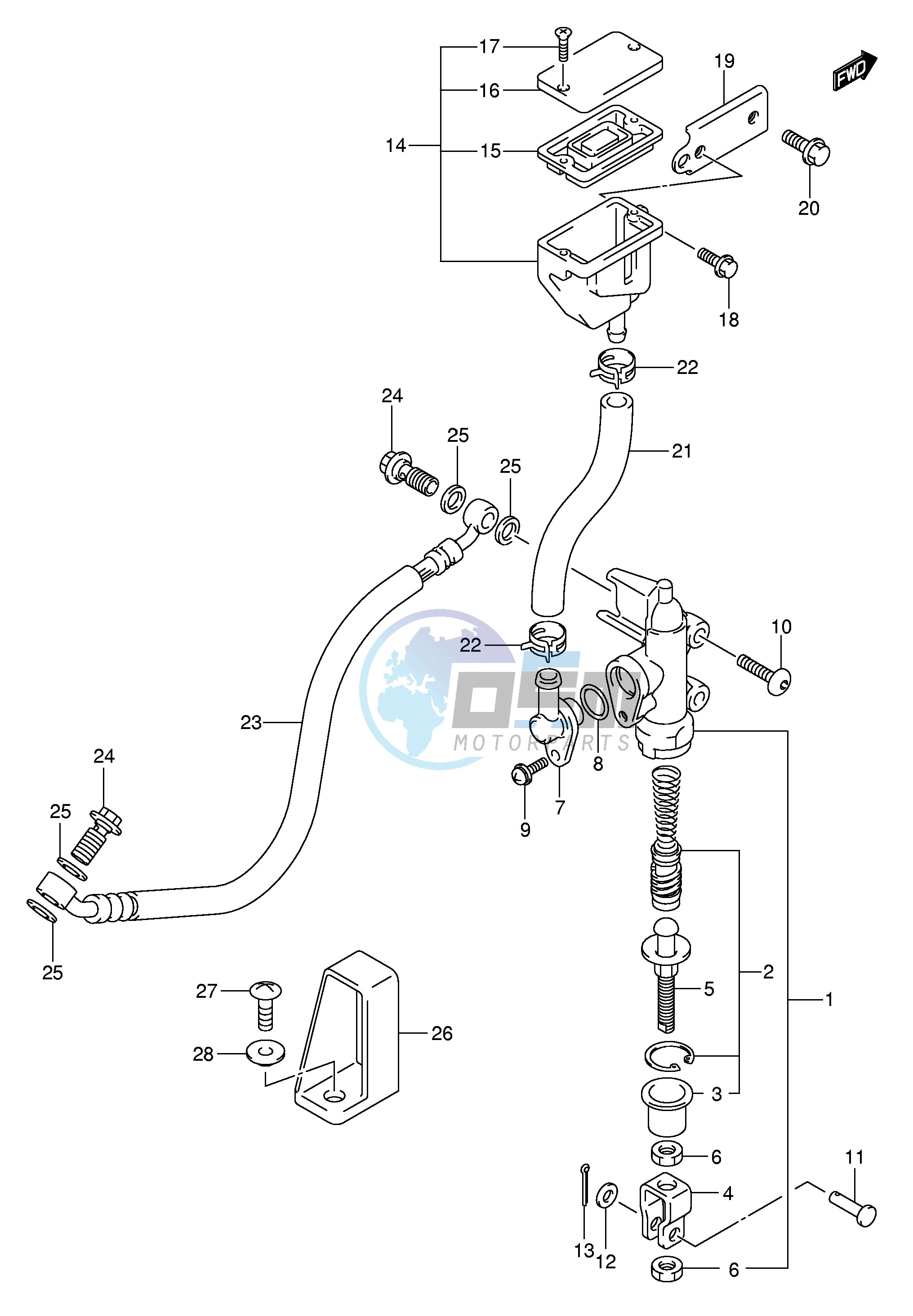 REAR MASTER CYLINDER (SV1000K5 U1K5 U2K5 SK5 S1K5 S2K5)