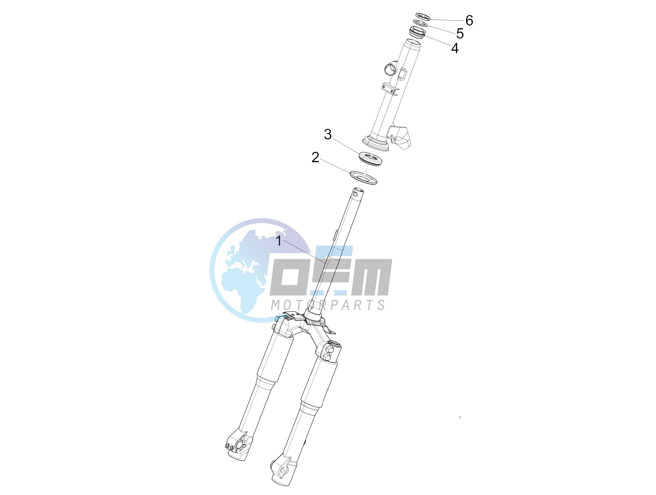 Fork steering tube - Steering bearing unit