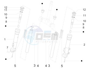 X Evo 125 Euro 3 (UK) drawing Fork's components (Escorts)