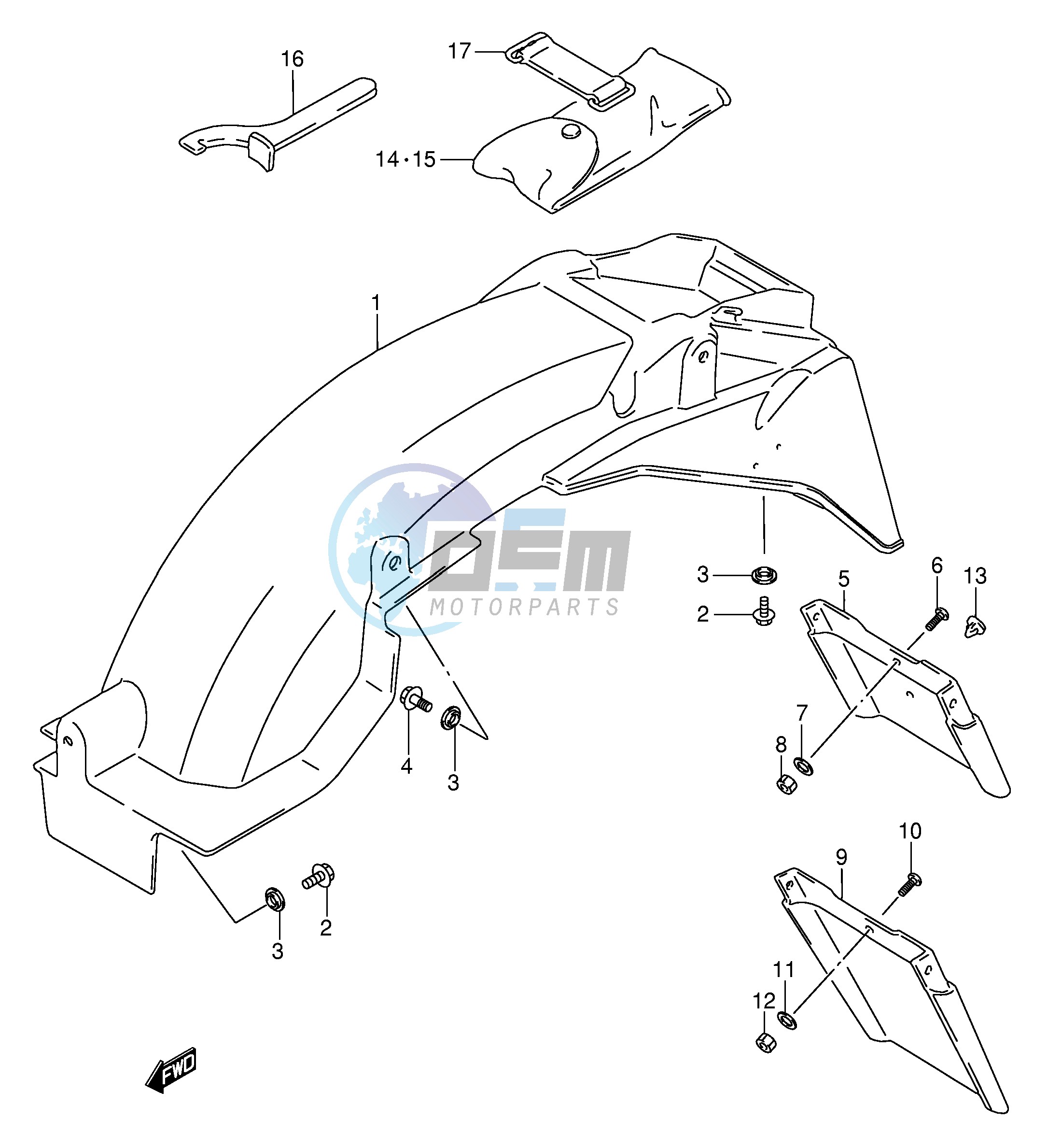 REAR FENDER (MODEL K L M N P R)