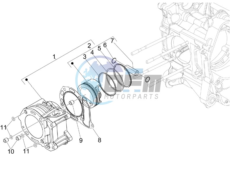 Cylinder-piston-wrist pin unit