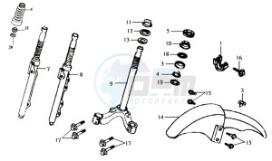 JOYRIDE 125 E2 drawing FRONT FORK / STEERING HEAD BEARING