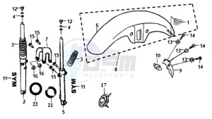 XS125-K drawing FRONT FENDER / VOORVORK