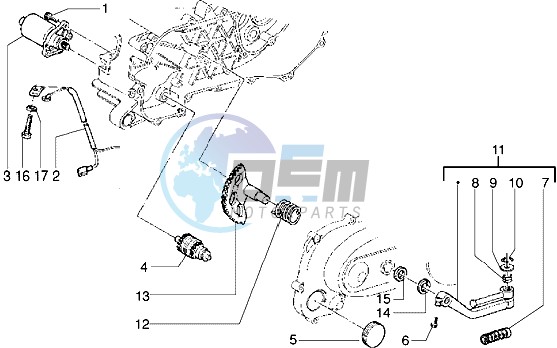 Starting motor-starter lever