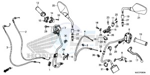 CB650FE CB650F 2ED - (2ED) drawing HANDLE LEVER/ SWITCH/ CABLE/ MIRROR