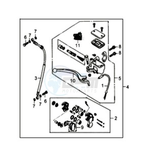 FIDDLE II 50 drawing VOORBRAKE CALIPER / BRAKE LEVER /BRAKE LINES