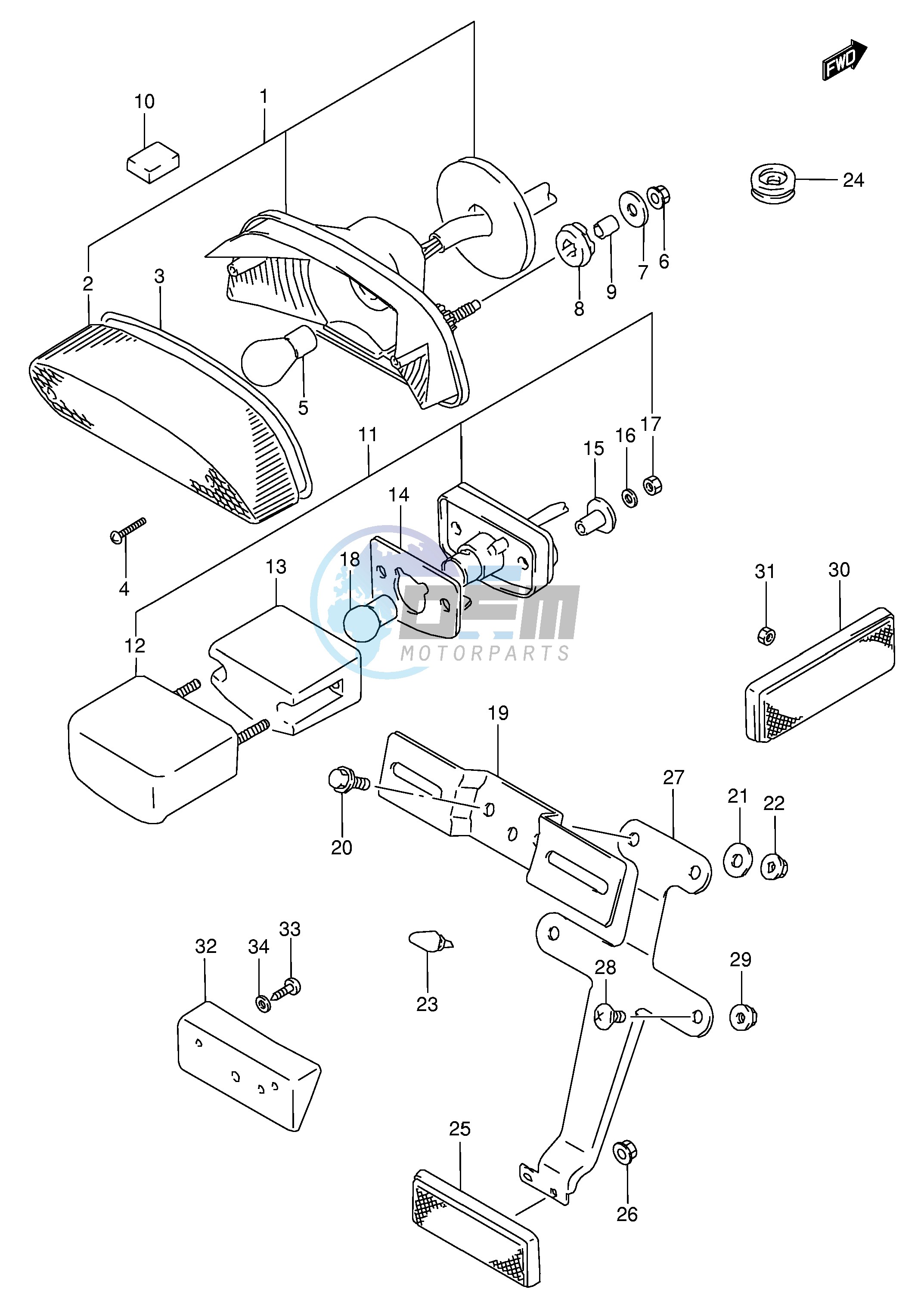 REAR COMBINATION LAMP (MODEL P R)