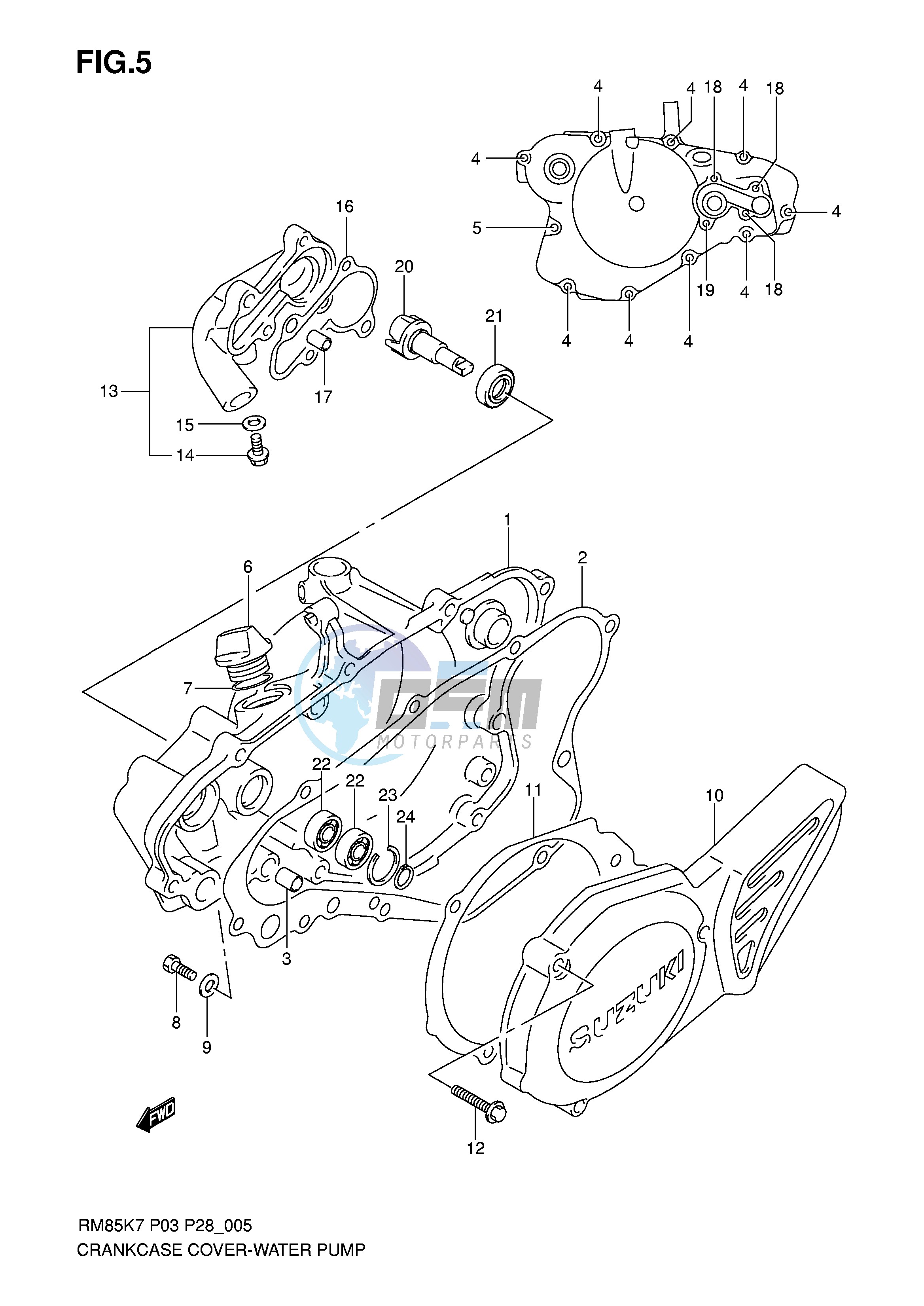 CRANKCASE COVER- WATER PUMP