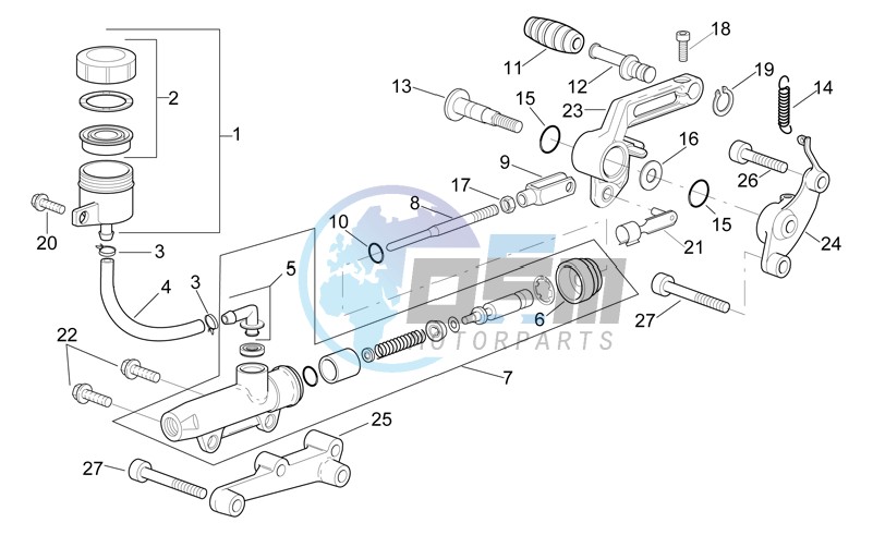 Rear master brake cylinder