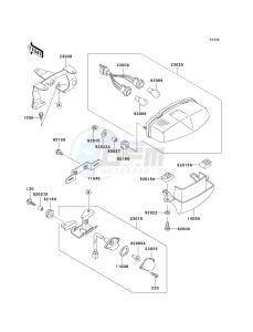 EX 500 D [NINJA 500R] (D10-D12) [NINJA 500R] drawing TAILLIGHT-- S- -