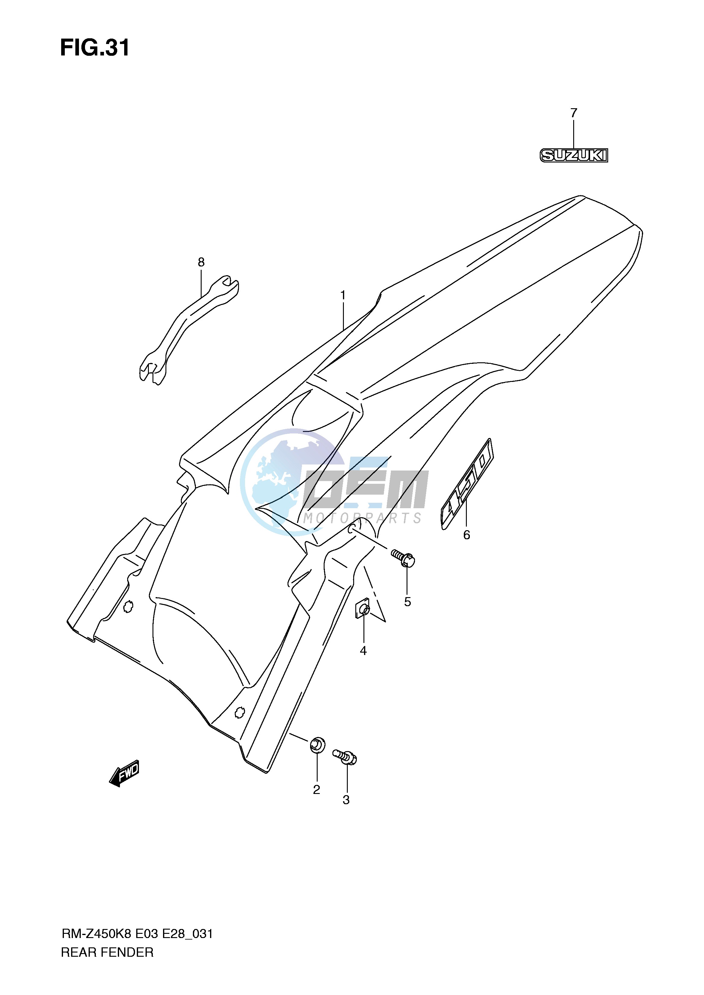 REAR FENDER (RM-Z450K8 K9 L0)