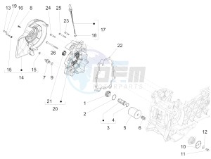 150 Sprint 4T 3V ie (APAC) (AU, CD, EX, JP, RI, TH, TN) drawing Flywheel magneto cover - Oil filter