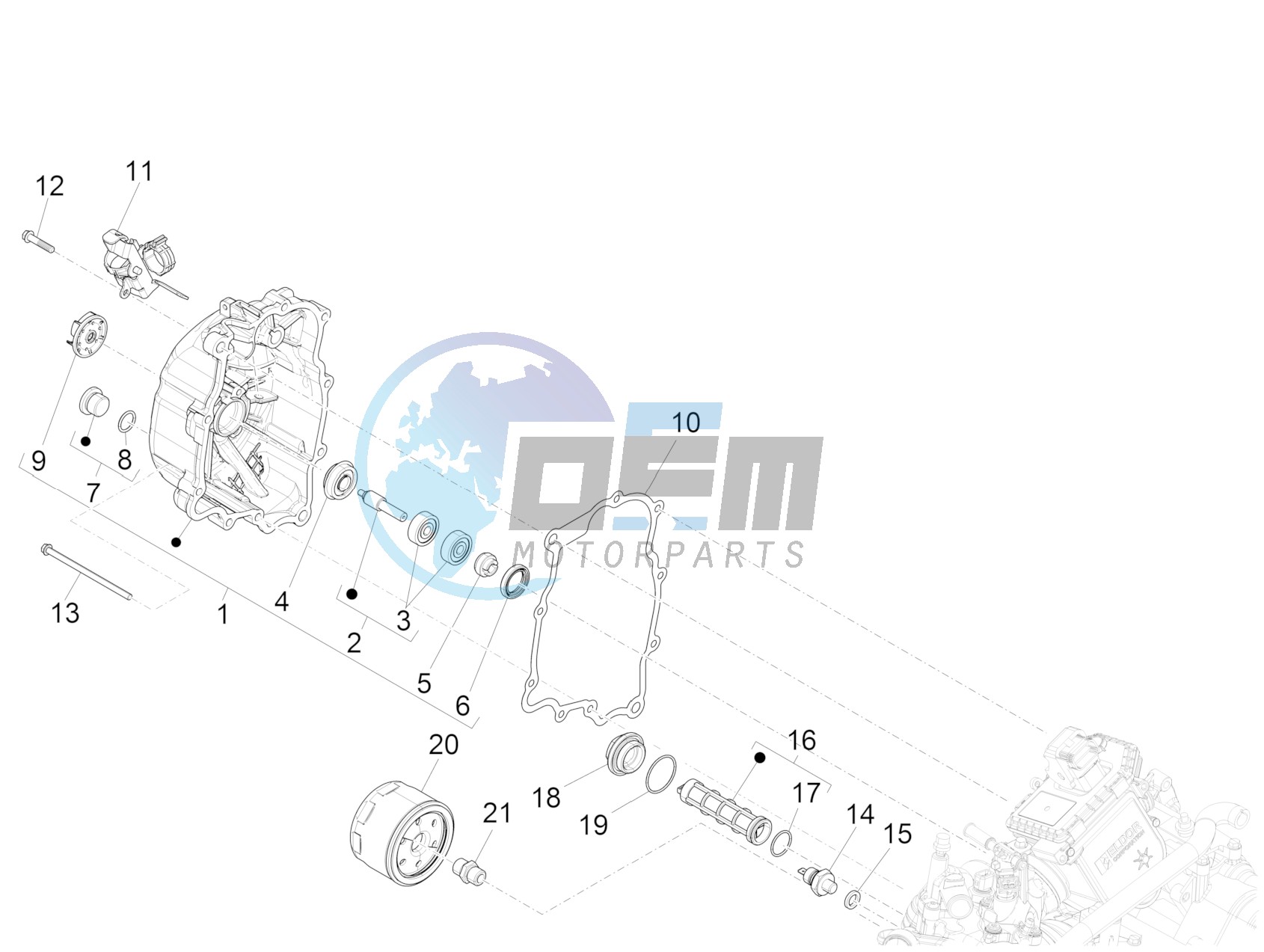 Flywheel magneto cover - Oil filter