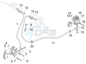 GTS 250 ie Super USA drawing Brakes pipes - Calipers