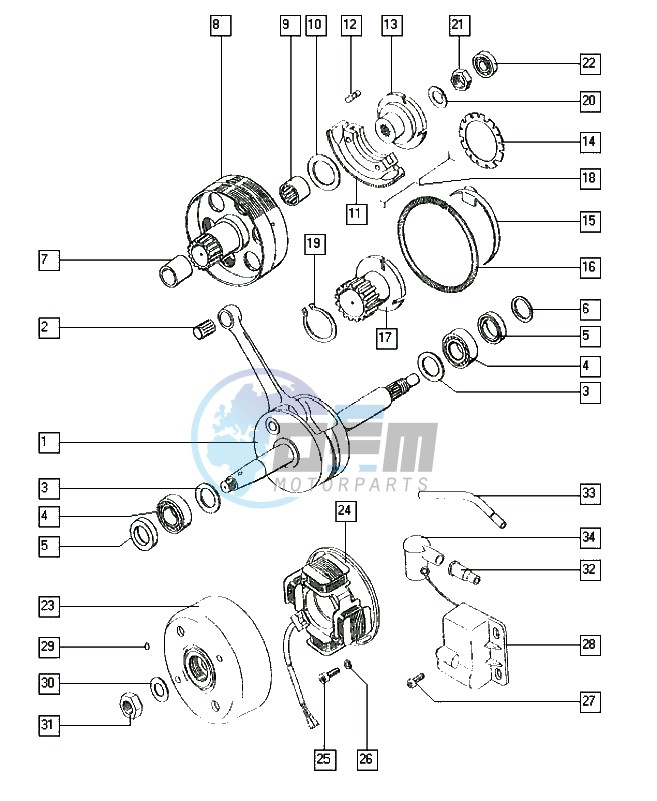 Crankshaft-cluth-magneto