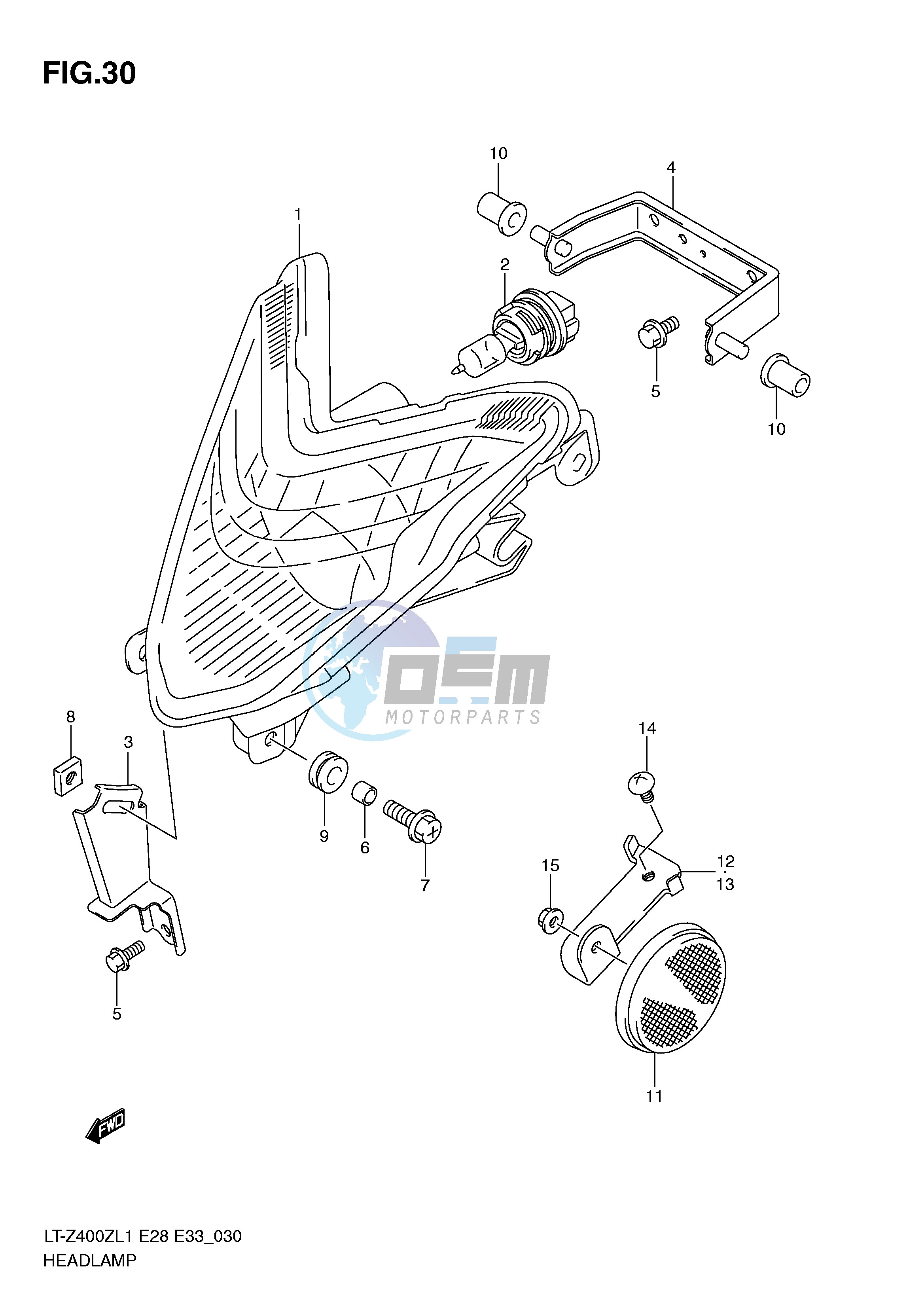 HEADLAMP (LT-Z400L1 E28)