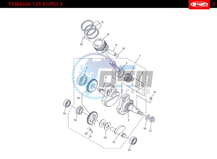 PISTON - CRANKSHAFT  Yamaha 125 4t Euro 3