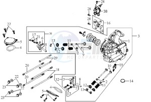 HD 125 DRUM BRAKE drawing CYLINDER HEAD CPL   / THERMOSTAT